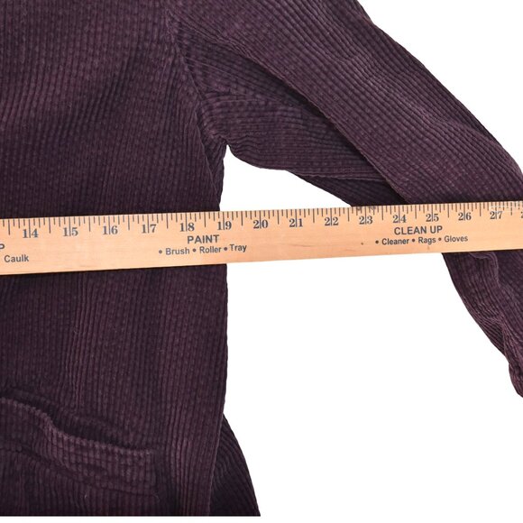 J. Jill Womens Corduroy Chore Jacket S Petite Maroon Purple Velour Hood Lining - Picture 8 of 10